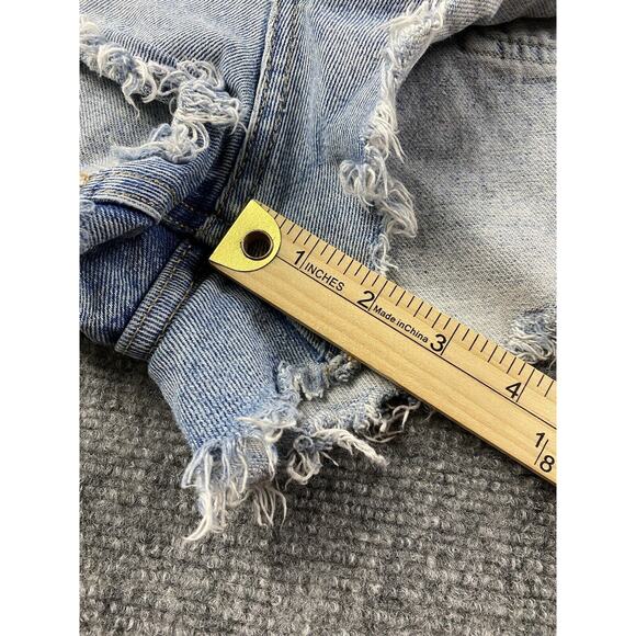Zara Shorts Womens 8 Light Wash Blue Jean Cutoffs Distressed Faded 2” Cotton - Picture 8 of 8